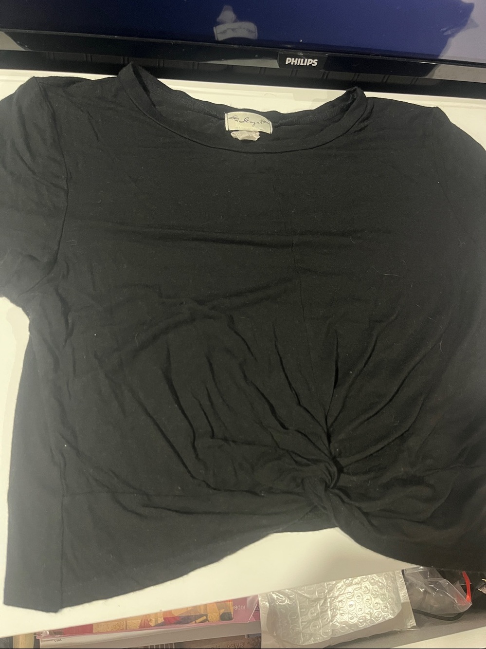Everyday Twist-Front Black Crop Top